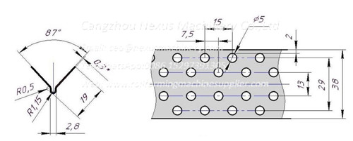 the profile drawing of Wall corner bead e